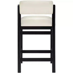 Tabouret de comptoir en cuir végétalien, design Art déco, noir