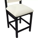Tabouret de comptoir en cuir végétalien, design Art déco, noir