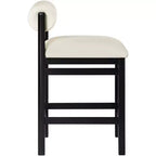 Tabouret de comptoir en cuir végétalien, design Art déco, noir