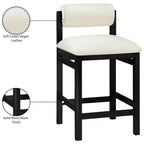 Tabouret de comptoir en cuir végétalien, design Art déco, noir