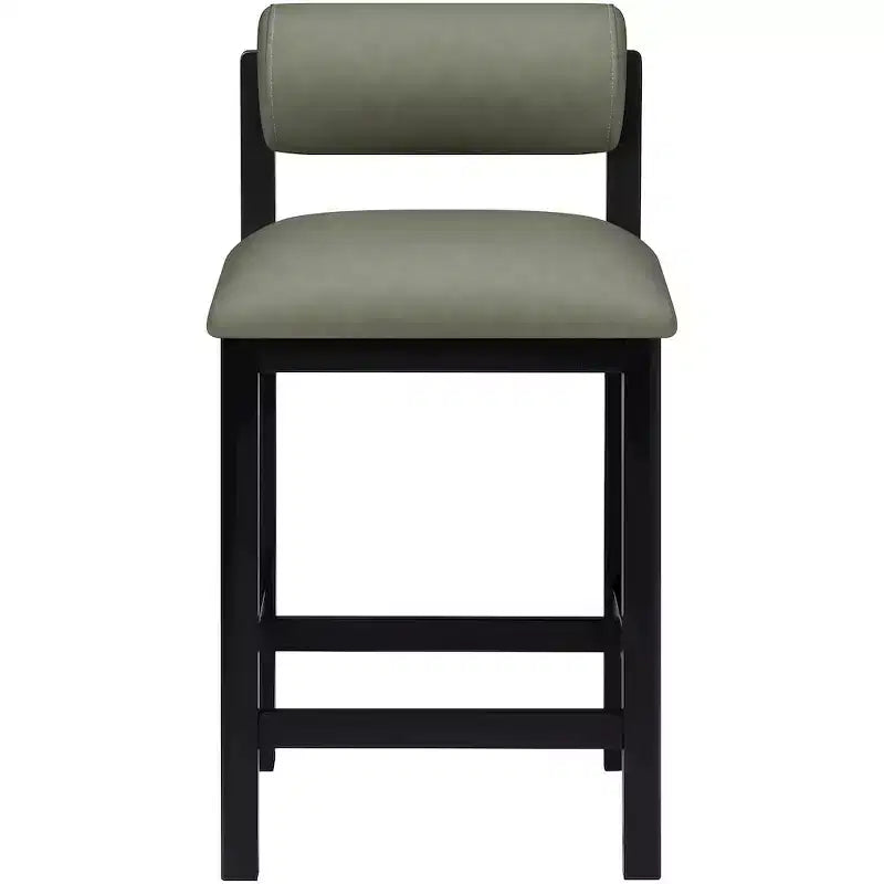 Tabouret de comptoir en cuir végétalien, design Art déco, noir
