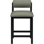 Tabouret de comptoir en cuir végétalien, design Art déco, noir
