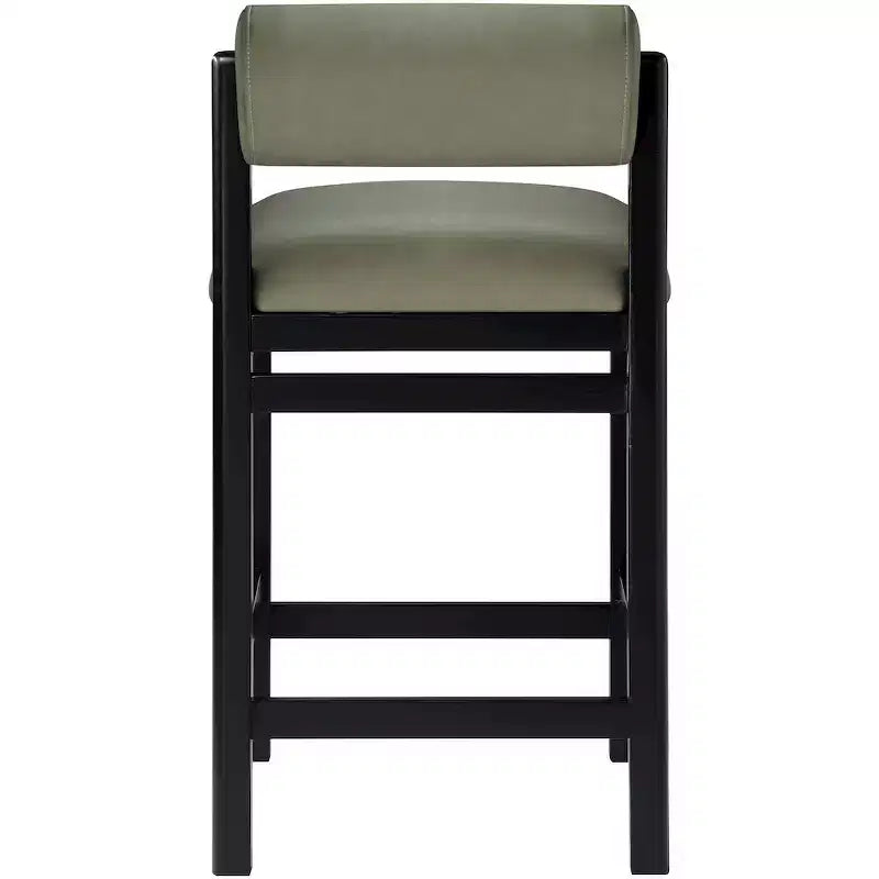 Tabouret de comptoir en cuir végétalien, design Art déco, noir