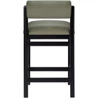 Tabouret de comptoir en cuir végétalien, design Art déco, noir