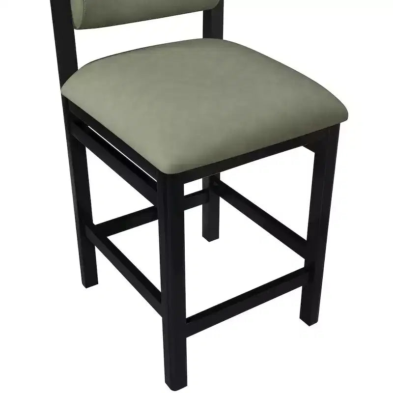 Tabouret de comptoir en cuir végétalien, design Art déco, noir