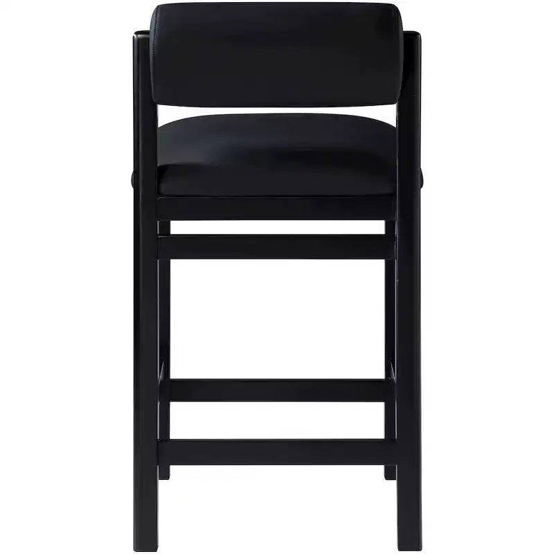 Tabouret de comptoir en cuir végétalien, design Art déco, noir