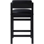 Tabouret de comptoir en cuir végétalien, design Art déco, noir