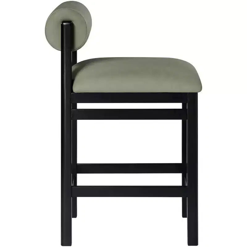 Tabouret de comptoir en cuir végétalien, design Art déco, noir