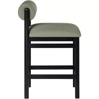 Tabouret de comptoir en cuir végétalien, design Art déco, noir