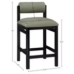 Tabouret de comptoir en cuir végétalien, design Art déco, noir