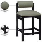 Tabouret de comptoir en cuir végétalien, design Art déco, noir