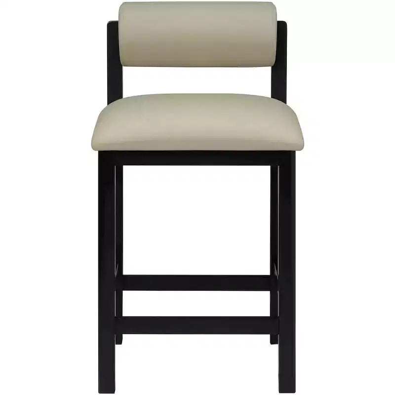 Tabouret de comptoir en cuir végétalien, design Art déco, noir