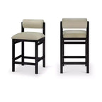 Tabouret de comptoir en cuir végétalien, design Art déco, noir