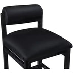 Tabouret de comptoir en cuir végétalien, design Art déco, noir