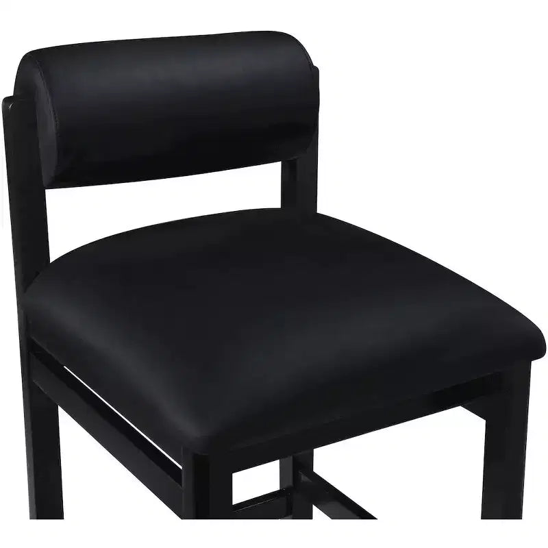 Tabouret de comptoir en cuir végétalien, design Art déco, noir