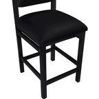 Tabouret de comptoir en cuir végétalien, design Art déco, noir