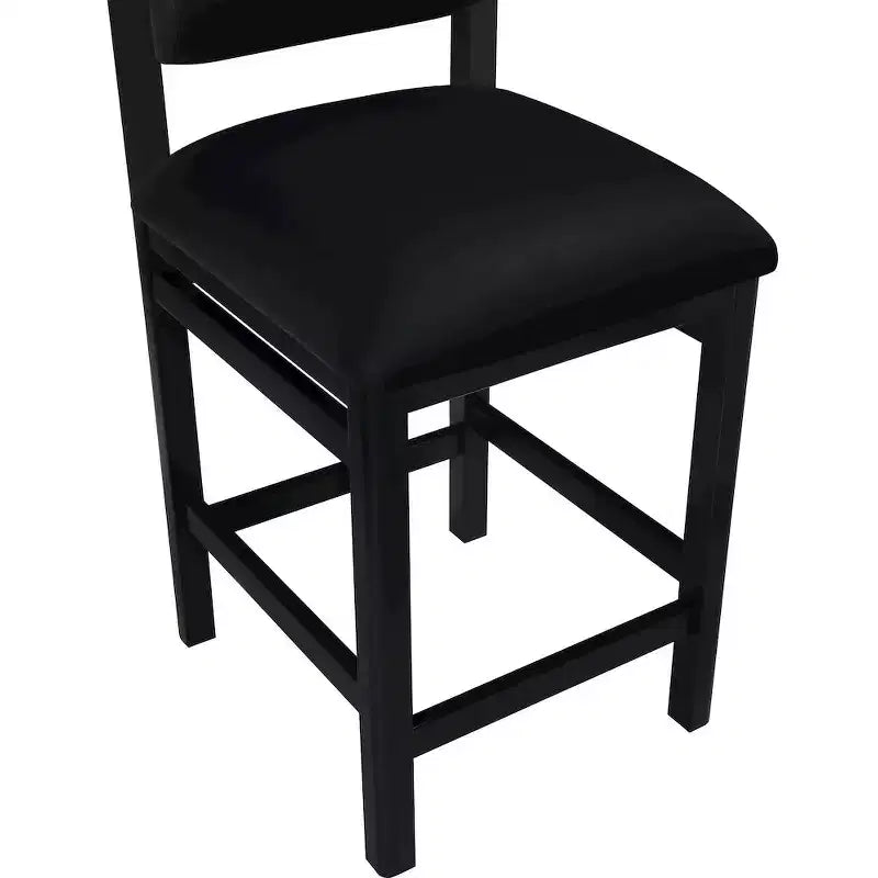 Tabouret de comptoir en cuir végétalien, design Art déco, noir