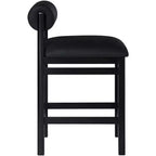 Tabouret de comptoir en cuir végétalien, design Art déco, noir