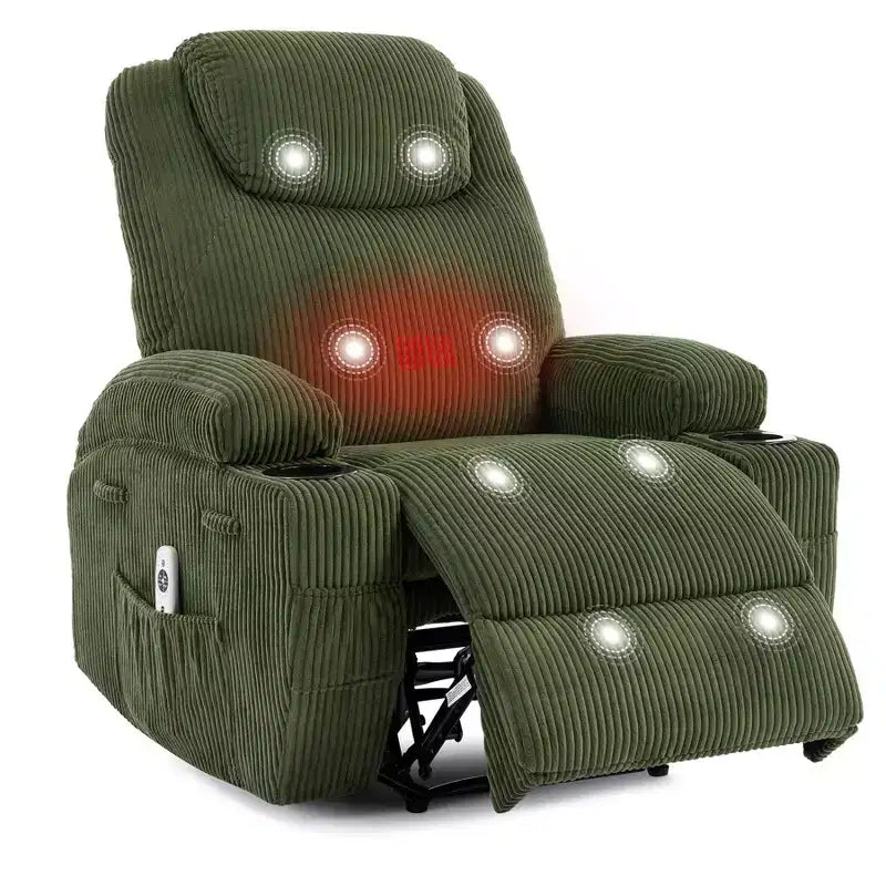 Massage Recliner Chair, Ultra-Comfortable Reclining (135 Adjustable), Dual Cup Holders & Side Storage Pockets, Easy Tool Assembly