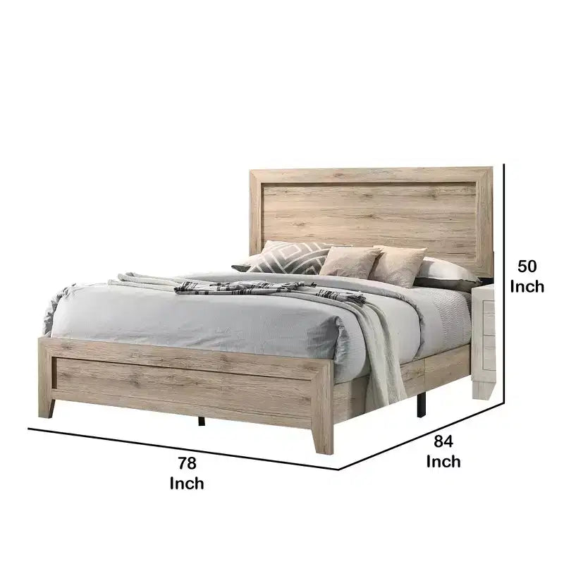 Lit plateforme King avec grains et nœuds, brun naturel