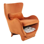 Fauteuil d'appoint acceptant les animaux de compagnie, fauteuil de salon 2-en-1 en velours avec dossier rembourré pour salon et bureau