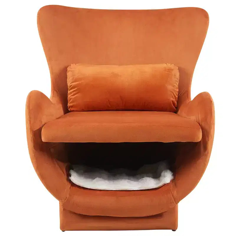 Fauteuil d'appoint acceptant les animaux de compagnie, fauteuil de salon 2-en-1 en velours avec dossier rembourré pour salon et bureau