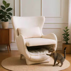 Fauteuil d'appoint acceptant les animaux de compagnie, fauteuil de salon 2-en-1 en velours avec dossier rembourré pour salon et bureau