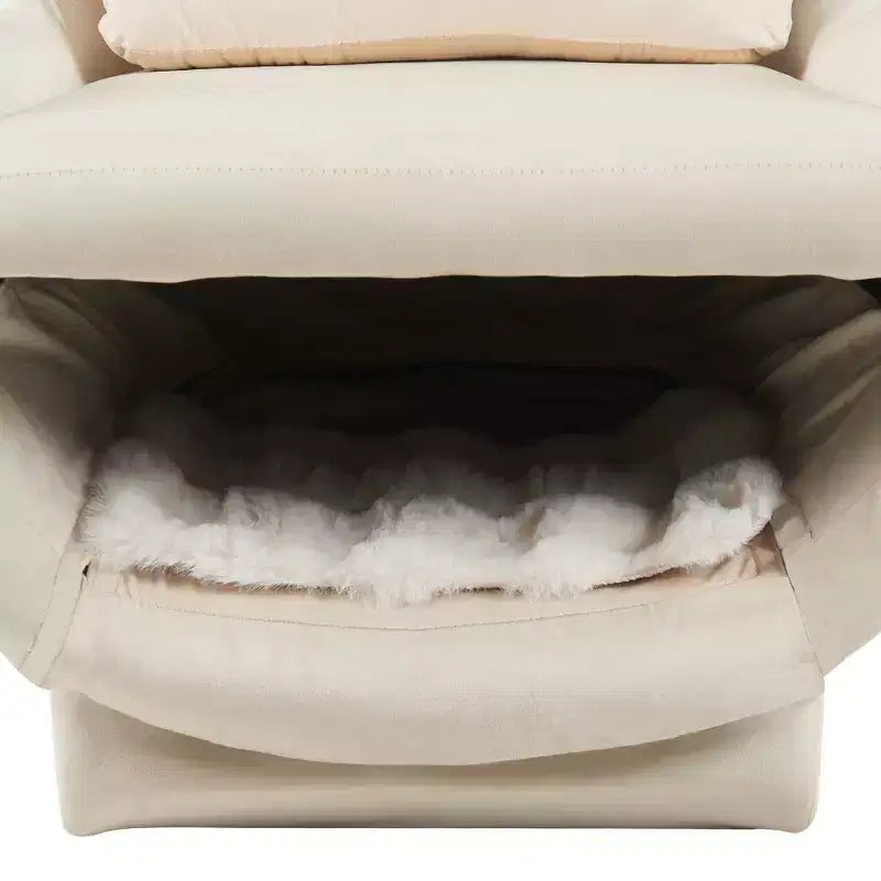 Fauteuil d'appoint acceptant les animaux de compagnie, fauteuil de salon 2-en-1 en velours avec dossier rembourré pour salon et bureau