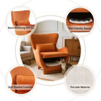 Fauteuil d'appoint acceptant les animaux de compagnie, fauteuil de salon 2-en-1 en velours avec dossier rembourré pour salon et bureau