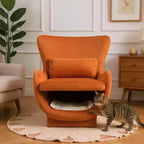 Fauteuil d'appoint acceptant les animaux de compagnie, fauteuil de salon 2-en-1 en velours avec dossier rembourré pour salon et bureau