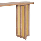 Console étroite en rotin avec plateau ovale et rangement pour salon et entrée