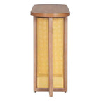 Console étroite en rotin avec plateau ovale et rangement pour salon et entrée