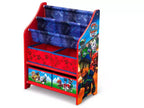 Étagère à livres et organiseur de jouets pour enfants avec 4 bacs en tissu, 2 niveaux de livres, design coloré