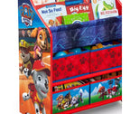 Étagère à livres et organiseur de jouets pour enfants avec 4 bacs en tissu, 2 niveaux de livres, design coloré