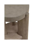 Table d'appoint ronde pour salon, plateau effet béton, bois d'acacia, taupe poudré