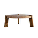 Table basse ronde en bois de 36 po pour salon, table centrale rustique de style ferme avec pieds solides