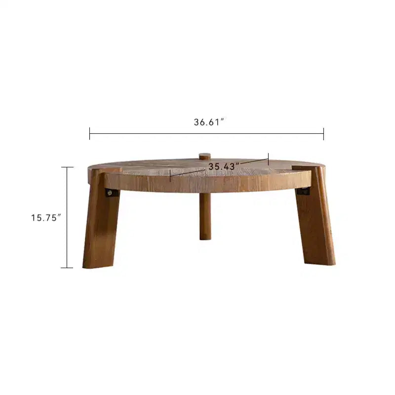 Table basse ronde en bois de 36 po pour salon, table centrale rustique de style ferme avec pieds solides