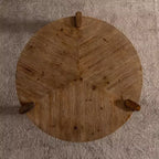 Table basse ronde en bois de 36 po pour salon, table centrale rustique de style ferme avec pieds solides