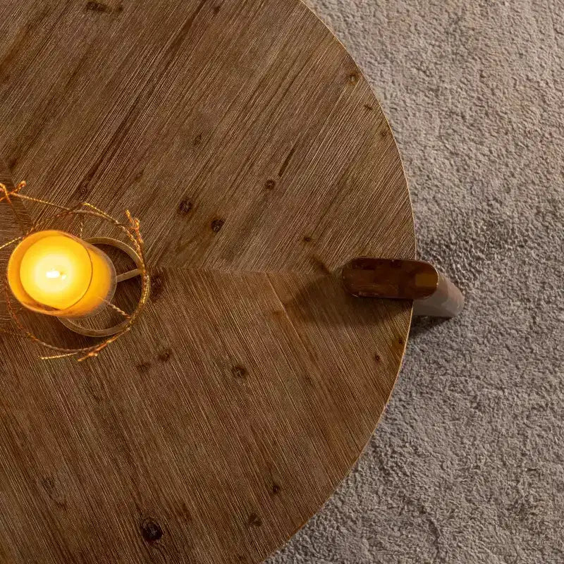 Table basse ronde en bois de 36 po pour salon, table centrale rustique de style ferme avec pieds solides