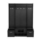 5-In-1 Coat Rack with 7 Sturdy Hooks and 2 Spacious Drawers, Wide Hall Tree with Adjustable Shelves and Metal Handles for Hallway, Black