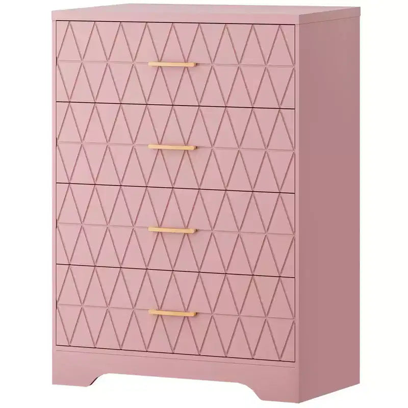 Wood Dressers for Bedroom with 4 Drawers, Modern Tall Dressers, Wide Chest of Drawers with Gold Handles,Dresser Nightstand, Storage Organizer Cabinet