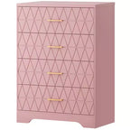Wood Dressers for Bedroom with 4 Drawers, Modern Tall Dressers, Wide Chest of Drawers with Gold Handles,Dresser Nightstand, Storage Organizer Cabinet