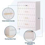 Wood Dressers for Bedroom with 4 Drawers, Modern Tall Dressers, Wide Chest of Drawers with Gold Handles,Dresser Nightstand, Storage Organizer Cabinet
