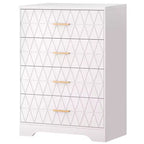 Wood Dressers for Bedroom with 4 Drawers, Modern Tall Dressers, Wide Chest of Drawers with Gold Handles,Dresser Nightstand, Storage Organizer Cabinet
