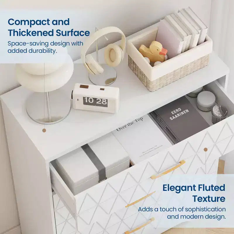 Wood Dressers for Bedroom with 4 Drawers, Modern Tall Dressers, Wide Chest of Drawers with Gold Handles,Dresser Nightstand, Storage Organizer Cabinet