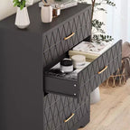 Wood Dressers for Bedroom with 4 Drawers, Modern Tall Dressers, Wide Chest of Drawers with Gold Handles,Dresser Nightstand, Storage Organizer Cabinet