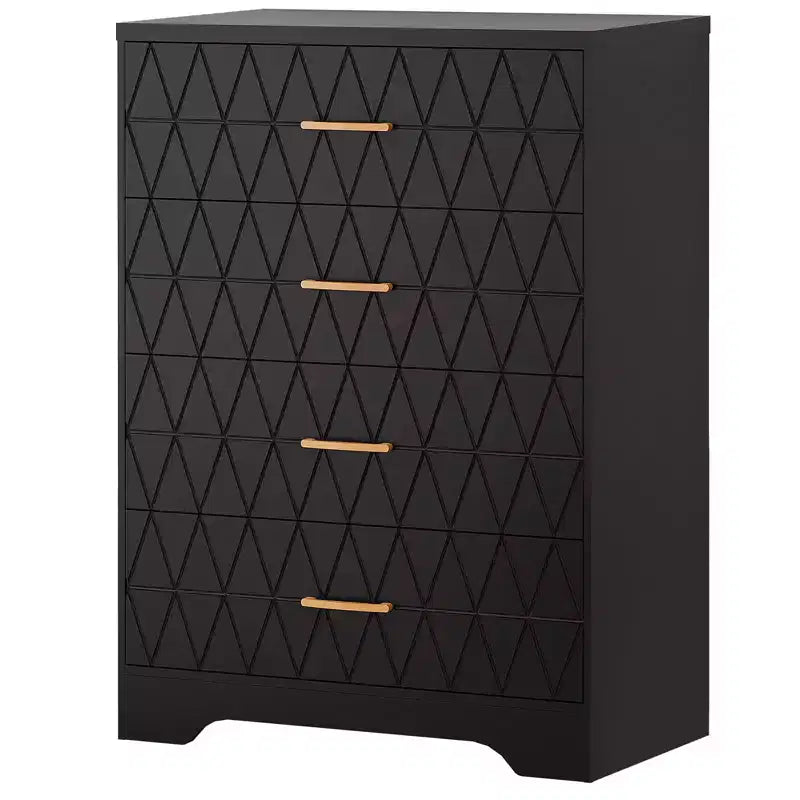 Wood Dressers for Bedroom with 4 Drawers, Modern Tall Dressers, Wide Chest of Drawers with Gold Handles,Dresser Nightstand, Storage Organizer Cabinet