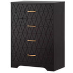 Wood Dressers for Bedroom with 4 Drawers, Modern Tall Dressers, Wide Chest of Drawers with Gold Handles,Dresser Nightstand, Storage Organizer Cabinet