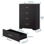 Wood Dressers for Bedroom with 4 Drawers, Modern Tall Dressers, Wide Chest of Drawers with Gold Handles,Dresser Nightstand, Storage Organizer Cabinet