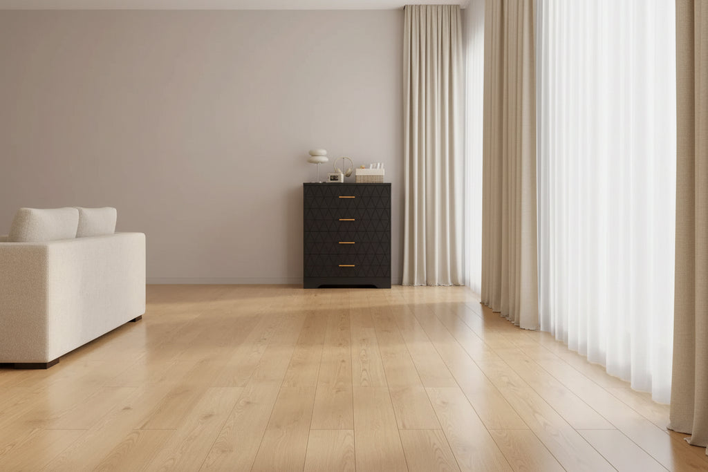 Wood Dressers for Bedroom with 4 Drawers, Modern Tall Dressers, Wide Chest of Drawers with Gold Handles,Dresser Nightstand, Storage Organizer Cabinet